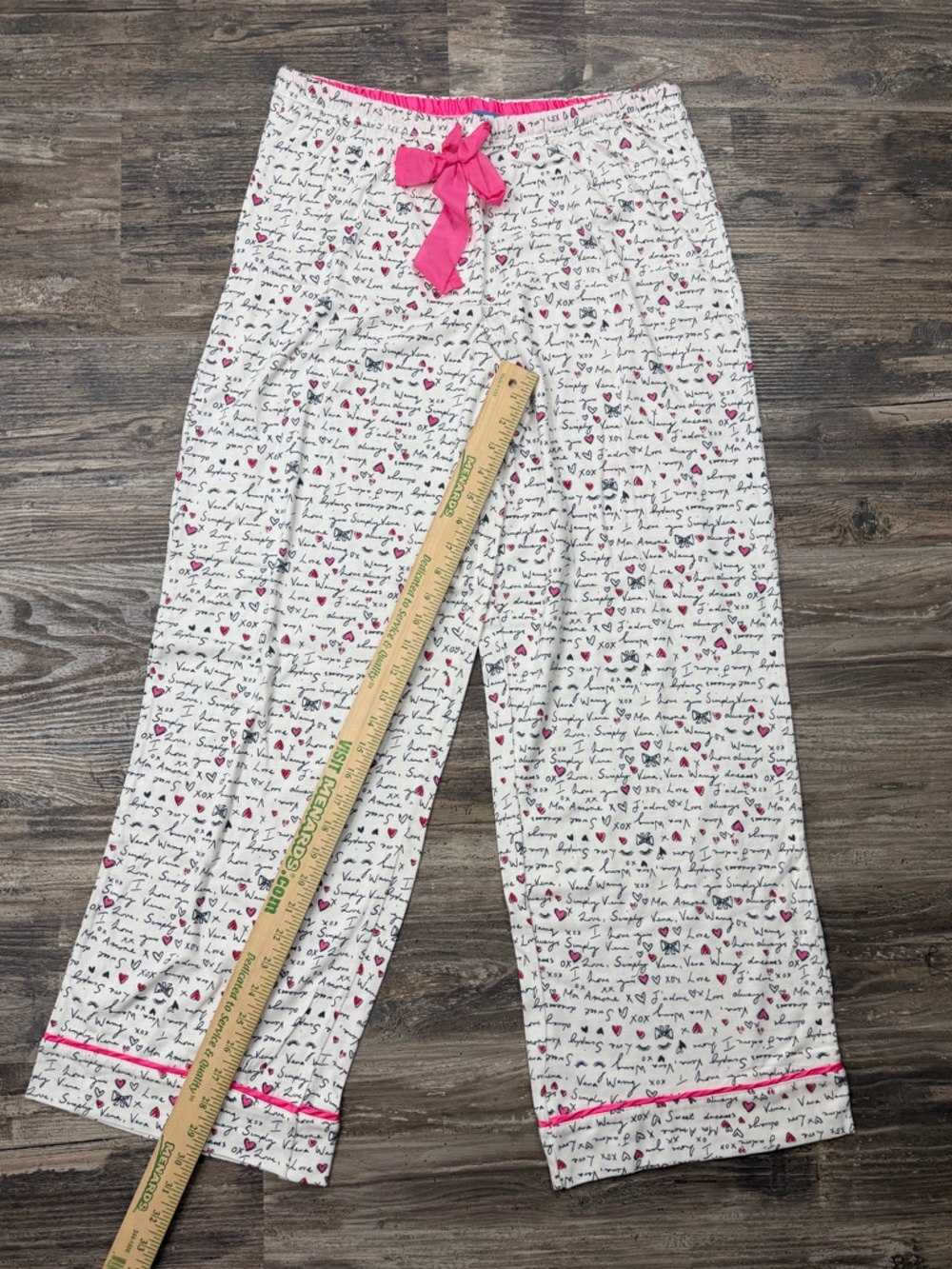 Simply Vera Wang Pajama Set NWT Size L Pink Heart Script Sleepwear Matching Set - Picture 10 of 14